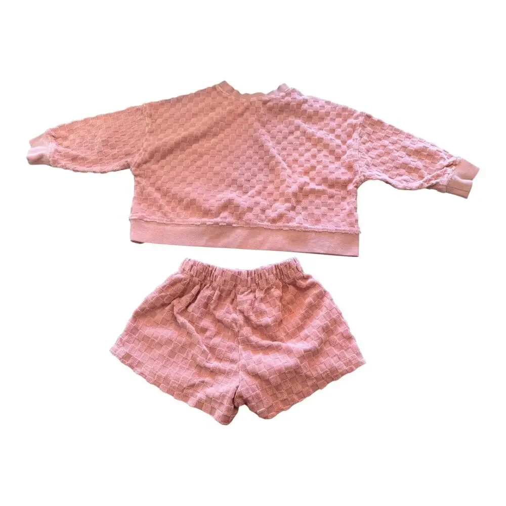 Rylee & Cru Baby Pink Check Top and Shorts Set Size 2-3 Years